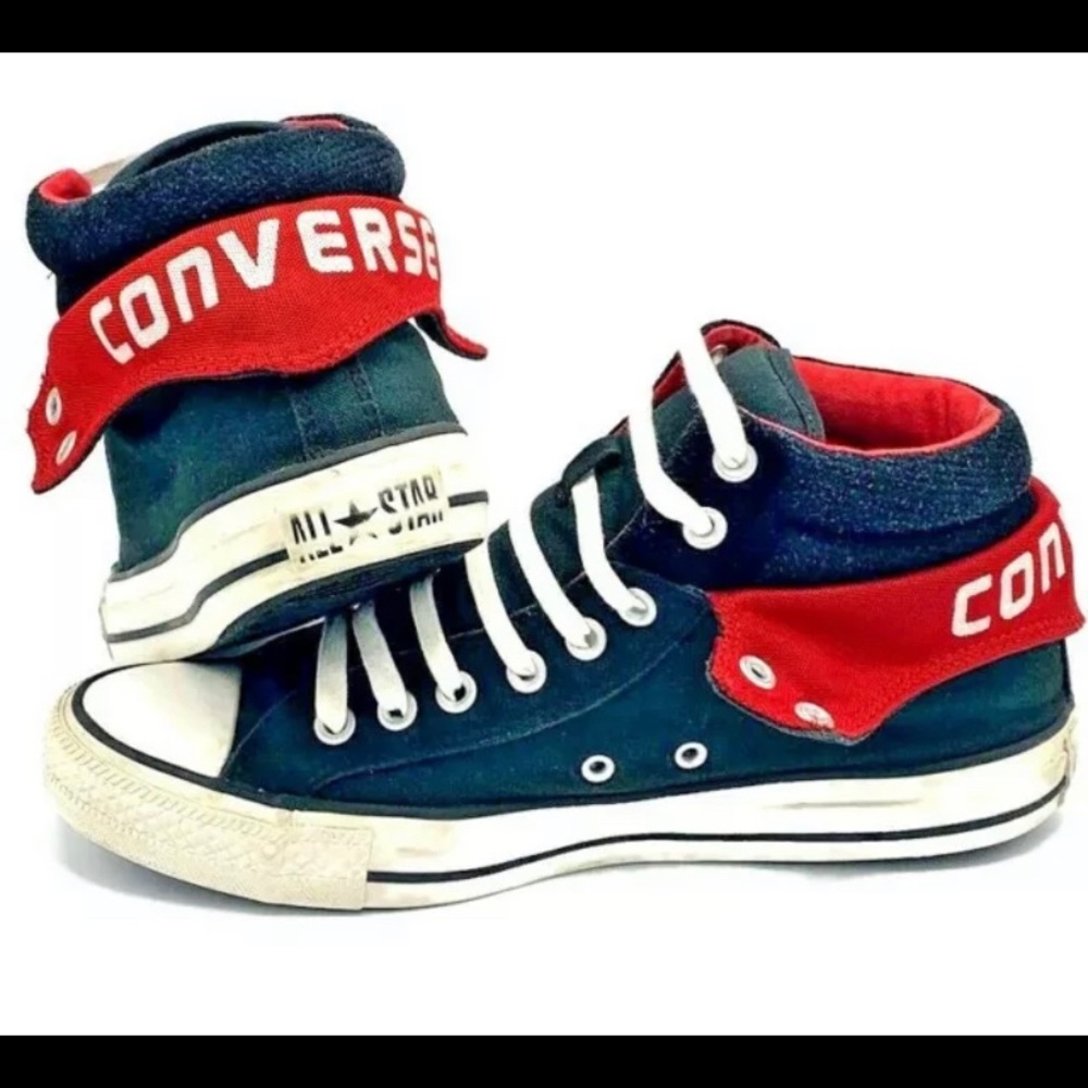 Converse All Star Black Custom Red Fold Down Shoes